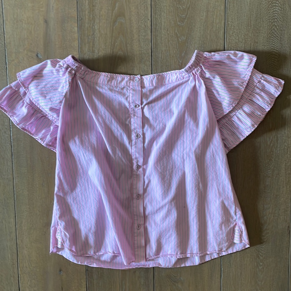 Parker Pink and Blue Off the Shoulder Top- size M